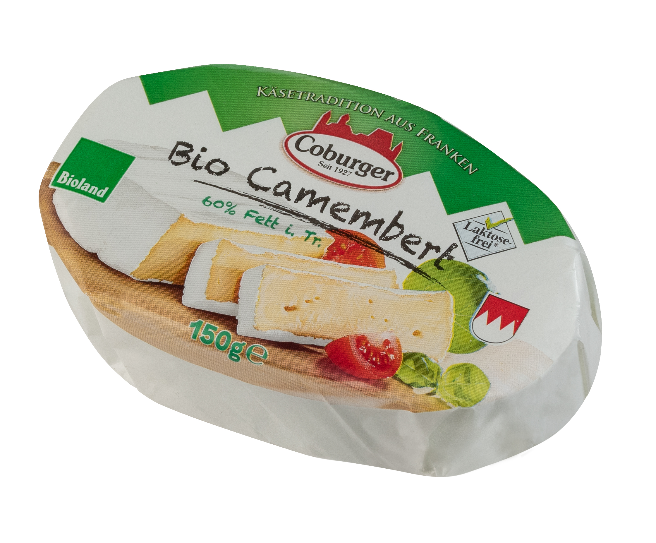 Coburger Bioland oval, Oberfranken Camembert West Milchwerke 150g 